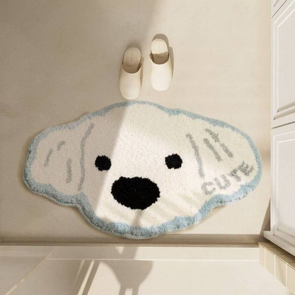 Cute Dog Plush Rug Non-Slip Bedside Mat