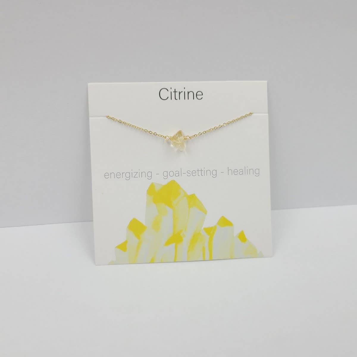 NATURAL CRYSTAL GRAVEL PENDANT NECKLACE WITH CARD