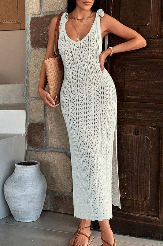 CWDMD4730_KNITTED HOLLOW STRAP BEACH DRESS COVER UP