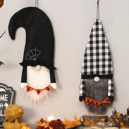 Black & White Plaid Faceless Gnome Flag Wall Decor_CWAJE0540