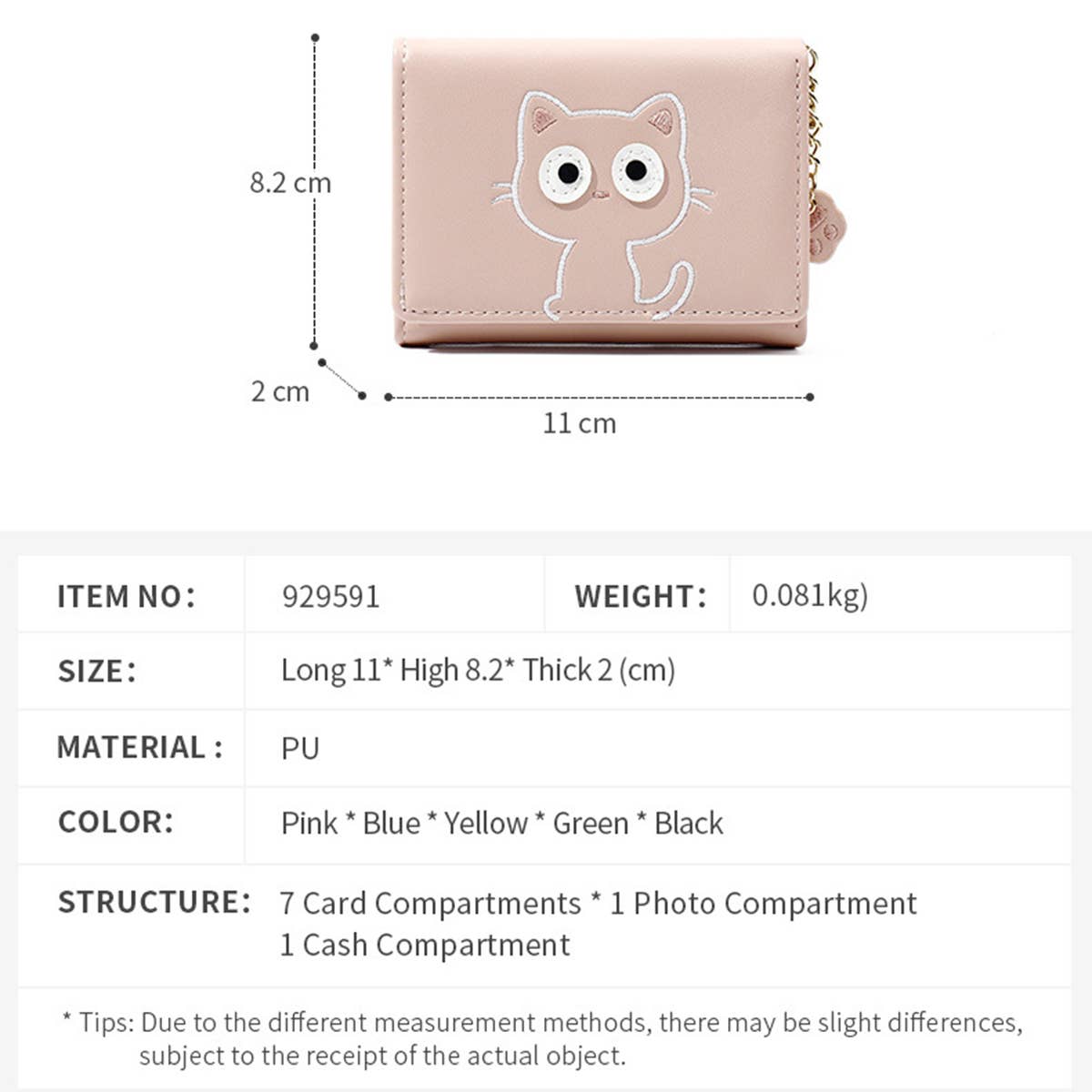 CUTE KITTEN PATTERNED ZIPPERED WALLET_CWAB1626