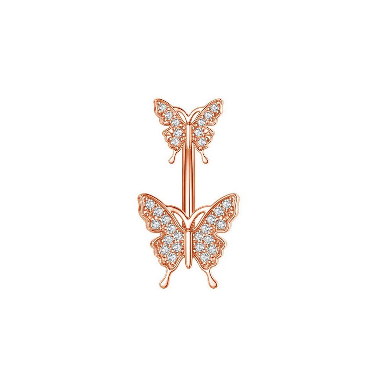 Double Butterfly CZ Belly Ring Hypoallergenic