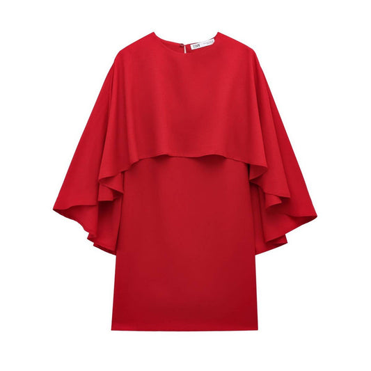 Women's Elegant Cape Sleeve Short Dress