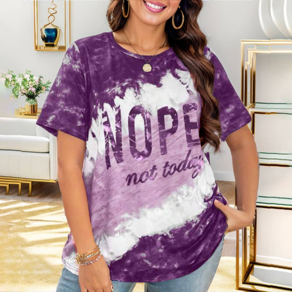 LOCATION LETTER PRINT LOOSE BLOUSE