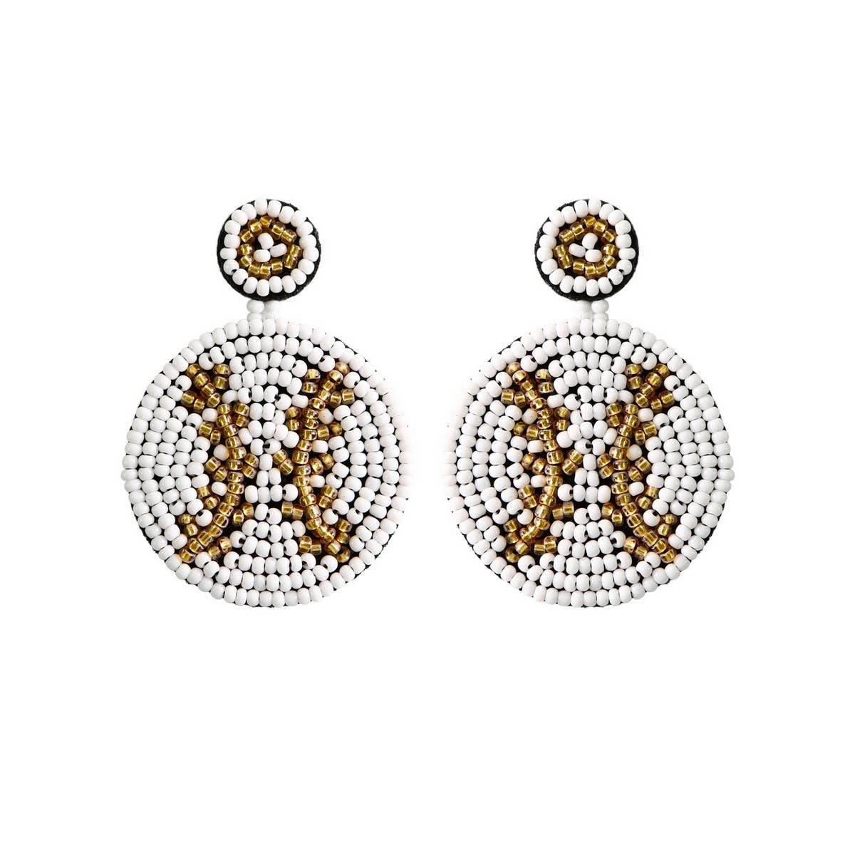 HAND BEADED VINTAGE FOOTBALL STUD EARRINGS_CWAJE1658