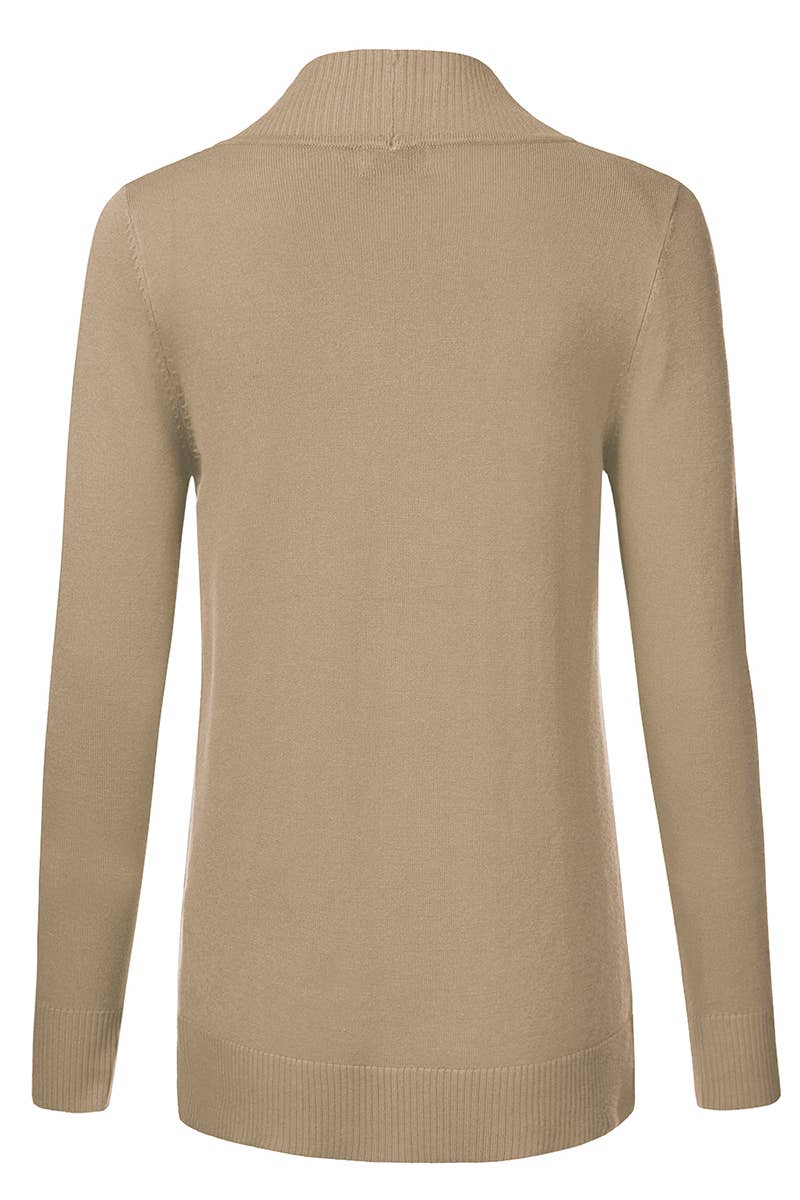 AWOCAL313_Open Front Long Sleeve Pockets Sweater Cardigan