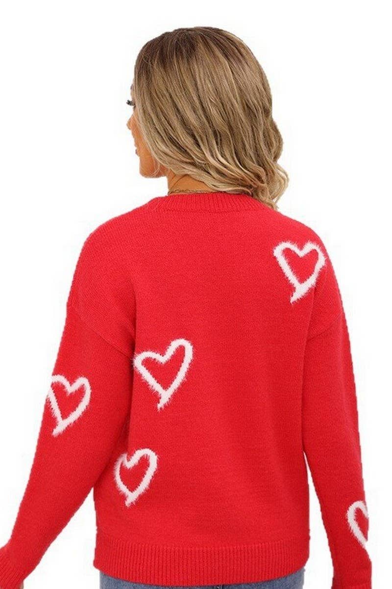 CWOSWL07587_HEART VALENTINE'S DAY CREW NECK PULLOVER SWEATER