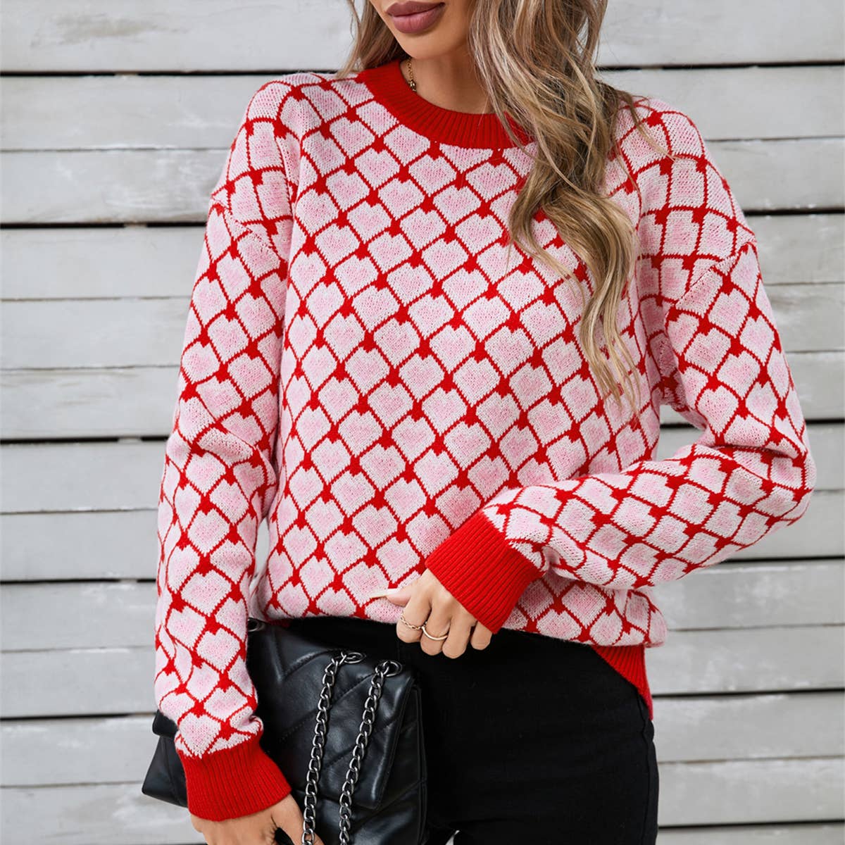 VALENTINE'S DAY CREW NECK PULLOVER SWEATER
