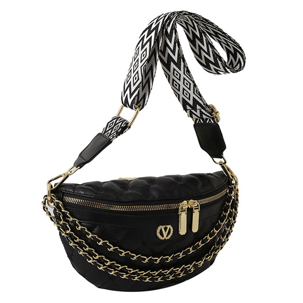 PU TRIPLE CHAIN STRAP BELT BAG,CROSSBODY BAG_CWAB0944