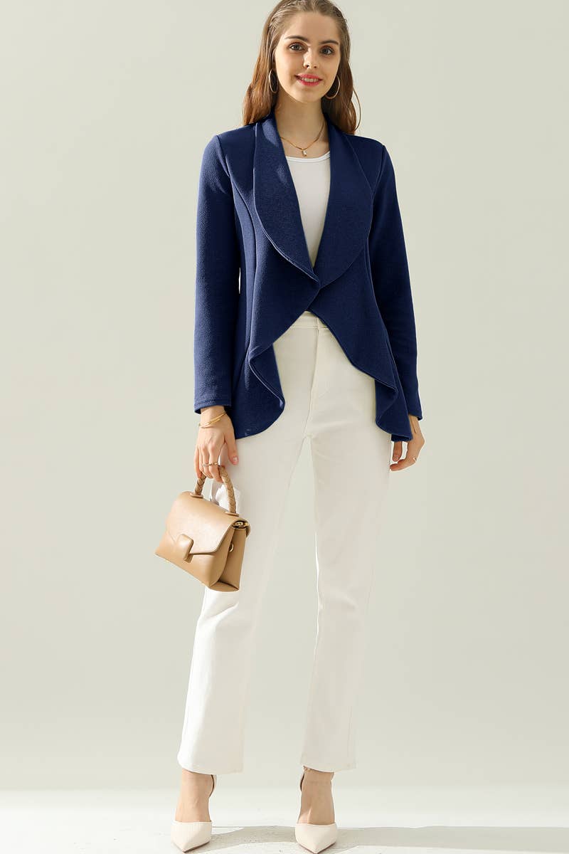 CWOBL090_Casual Work Long Sleeve Open Front Blazer