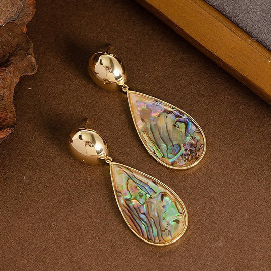 RETRO PERSONALITY ABALONE PENDANT EARRINGS_CWMM4330