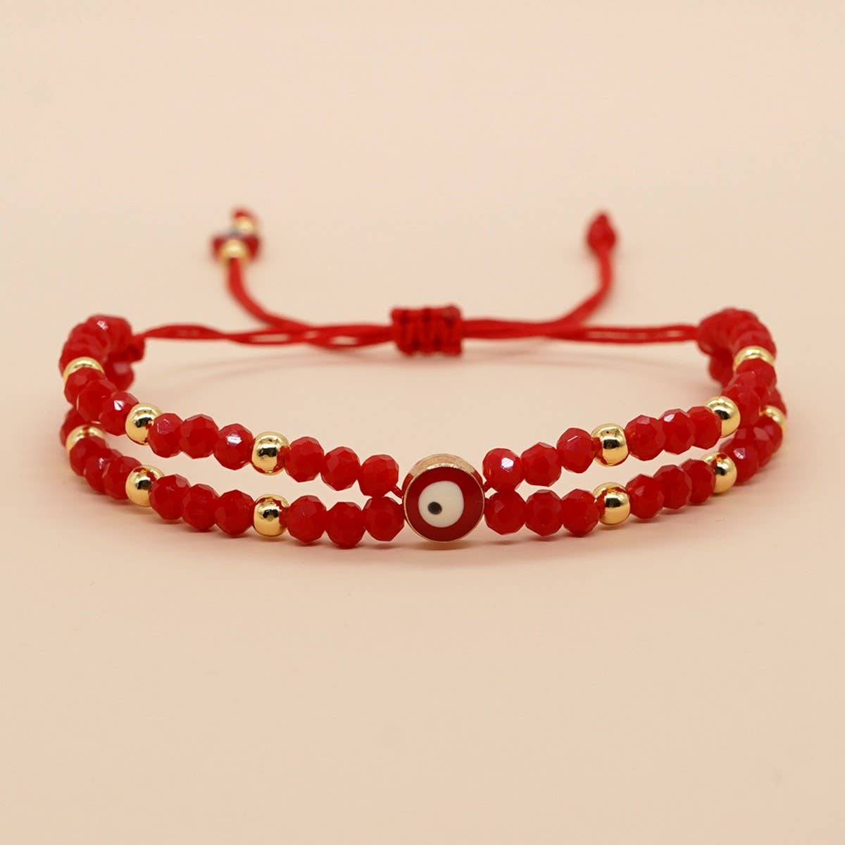 METAL COPPER BEAD RED FORTUNE BRAIDED BRACELET