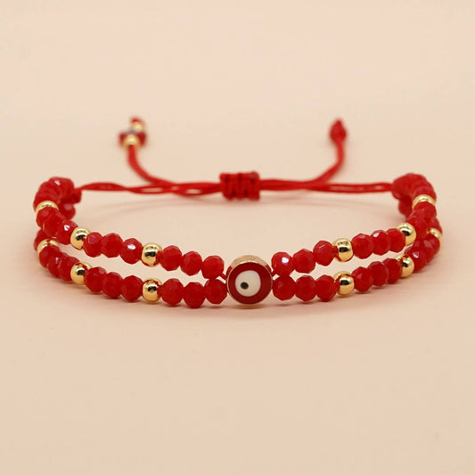 METAL COPPER BEAD RED FORTUNE BRAIDED BRACELET