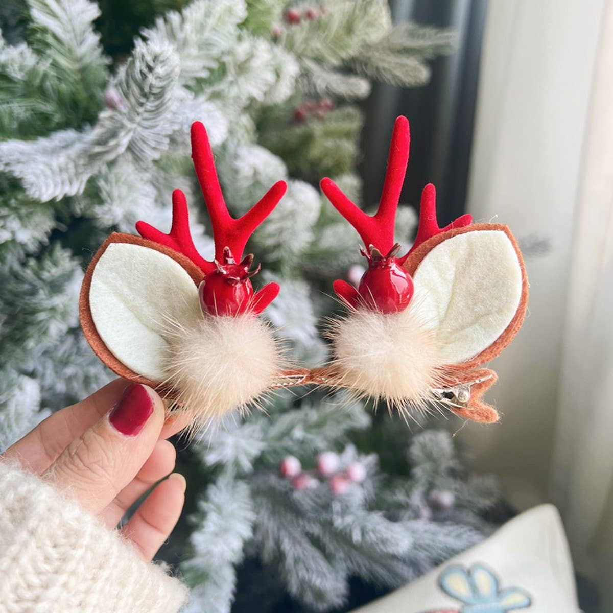 CHRISTMAS CUTE ELK ANTLER HEAD ORNAMENT HAIRPIN