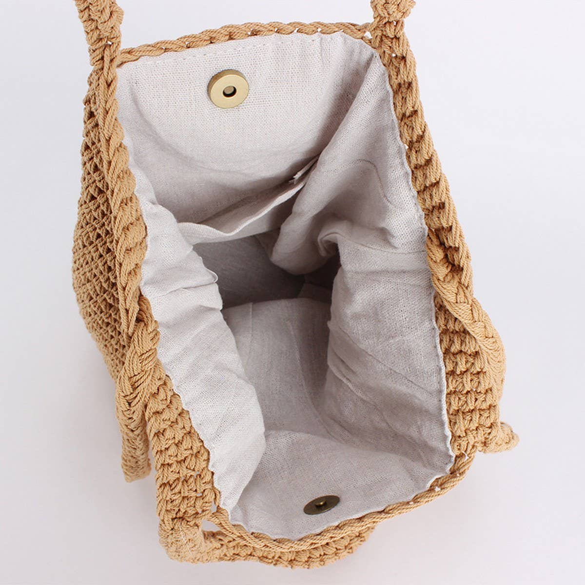 SOLID COLOR SIMPLE BOHEMIAN STYLE HAND-WOVEN BAG_CWAB4685