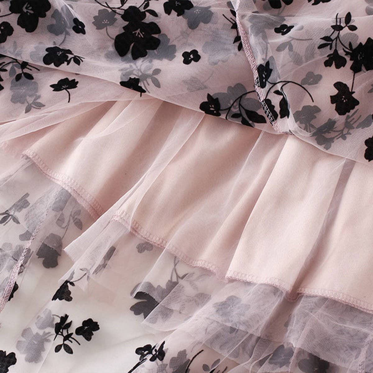 Flocked Tulle Pleated Slim Fit Midi Skirt