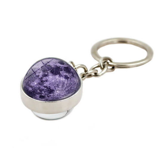 COSMIC MOON CRYSTAL GLASS BALL KEYCHAIN PENDANT