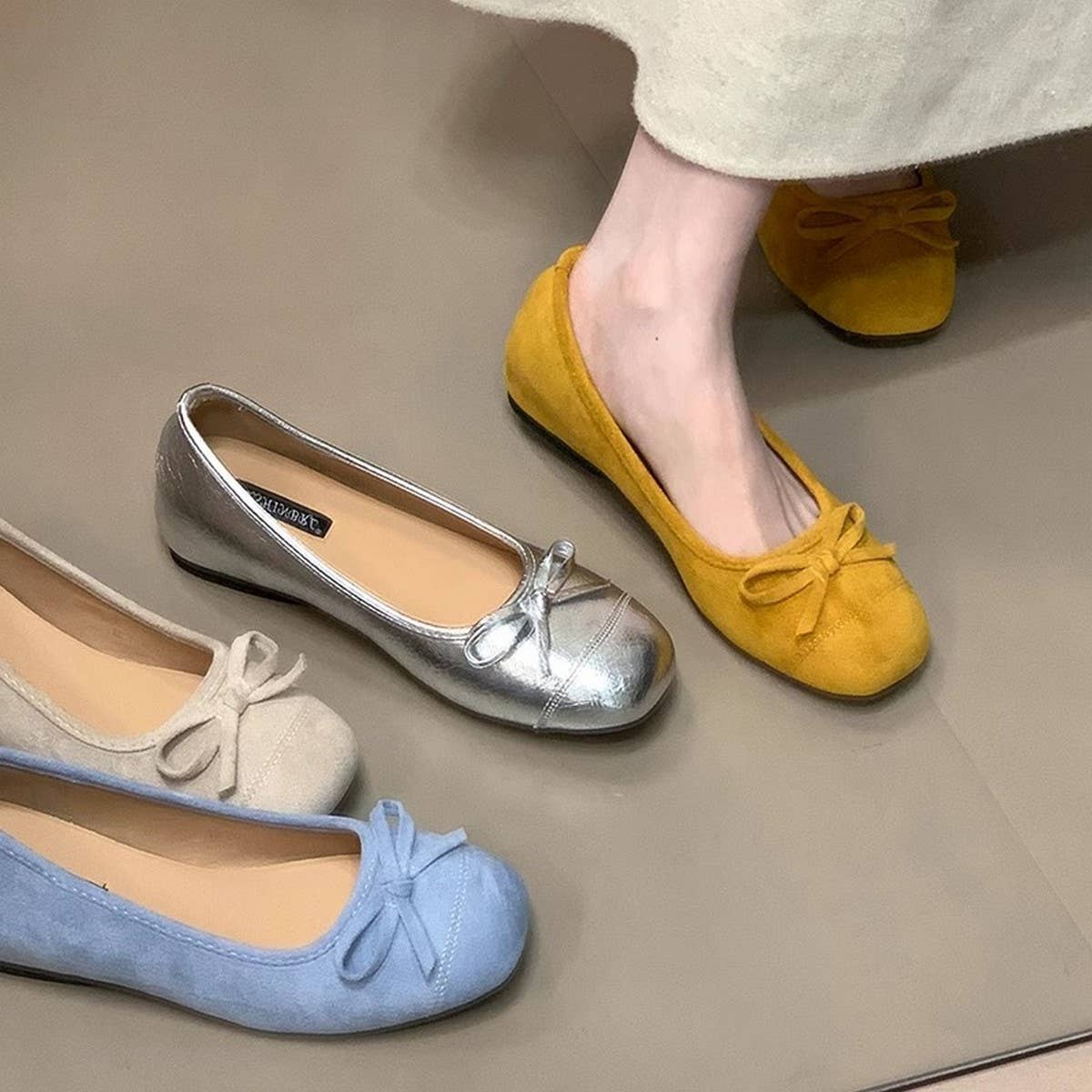 Vintage Bow Mary Jane Ballet Shoes for Women