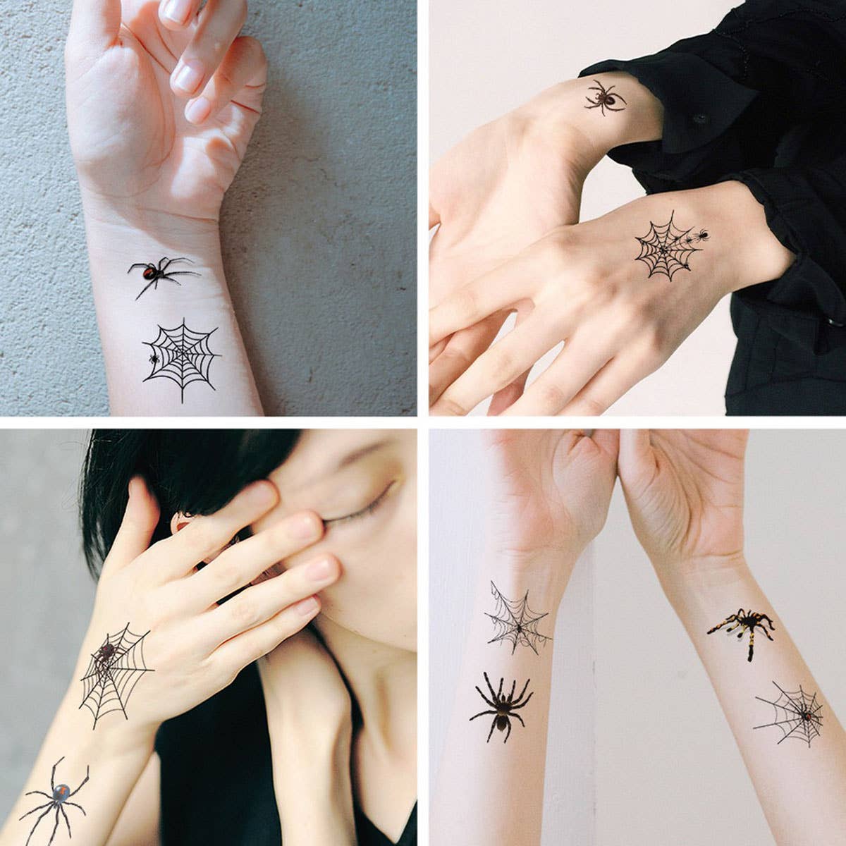 Waterproof 3D Spider & Web Tattoos for Halloween