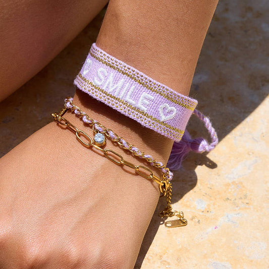 Romantic 18K Gold Clover & Palm Charm Bracelet