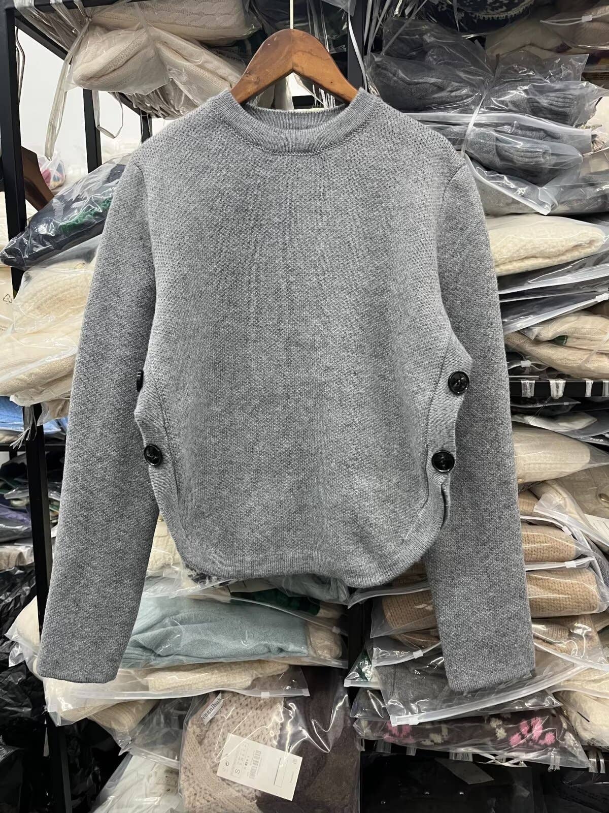 STYLISH CASUAL SOLID COLOR SIDE LACE KNITWEAR