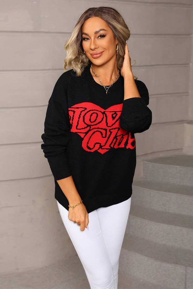 CWOSWL07594_VALENTINE HEART LOOSE FIT KNIT SWEATER