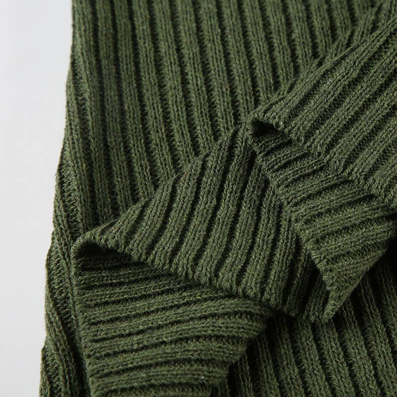 VINTAGE PREPPY V-NECK STRIPED WOOLEN BLOUSE