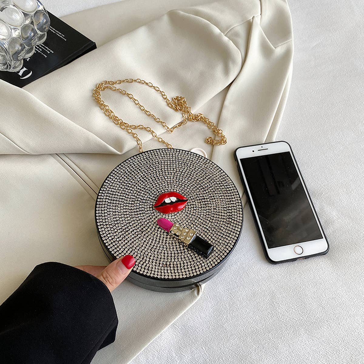 FASHION DIAMOND LIPSTICK CHAIN SHOULDER BAG_CWAB0994