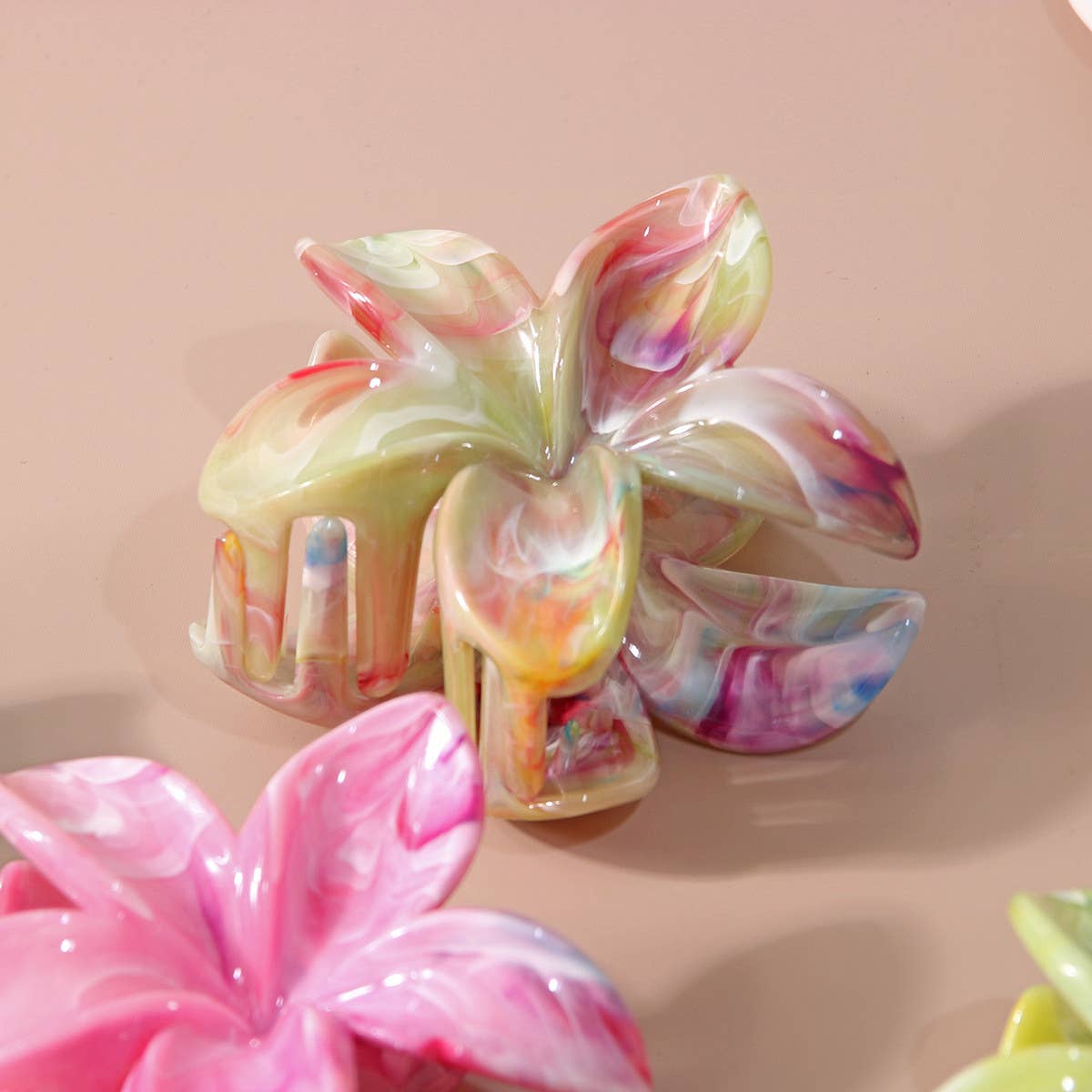 Marble Flower Hair Claw - Two-Tone Petal Clip_CWAHA1040