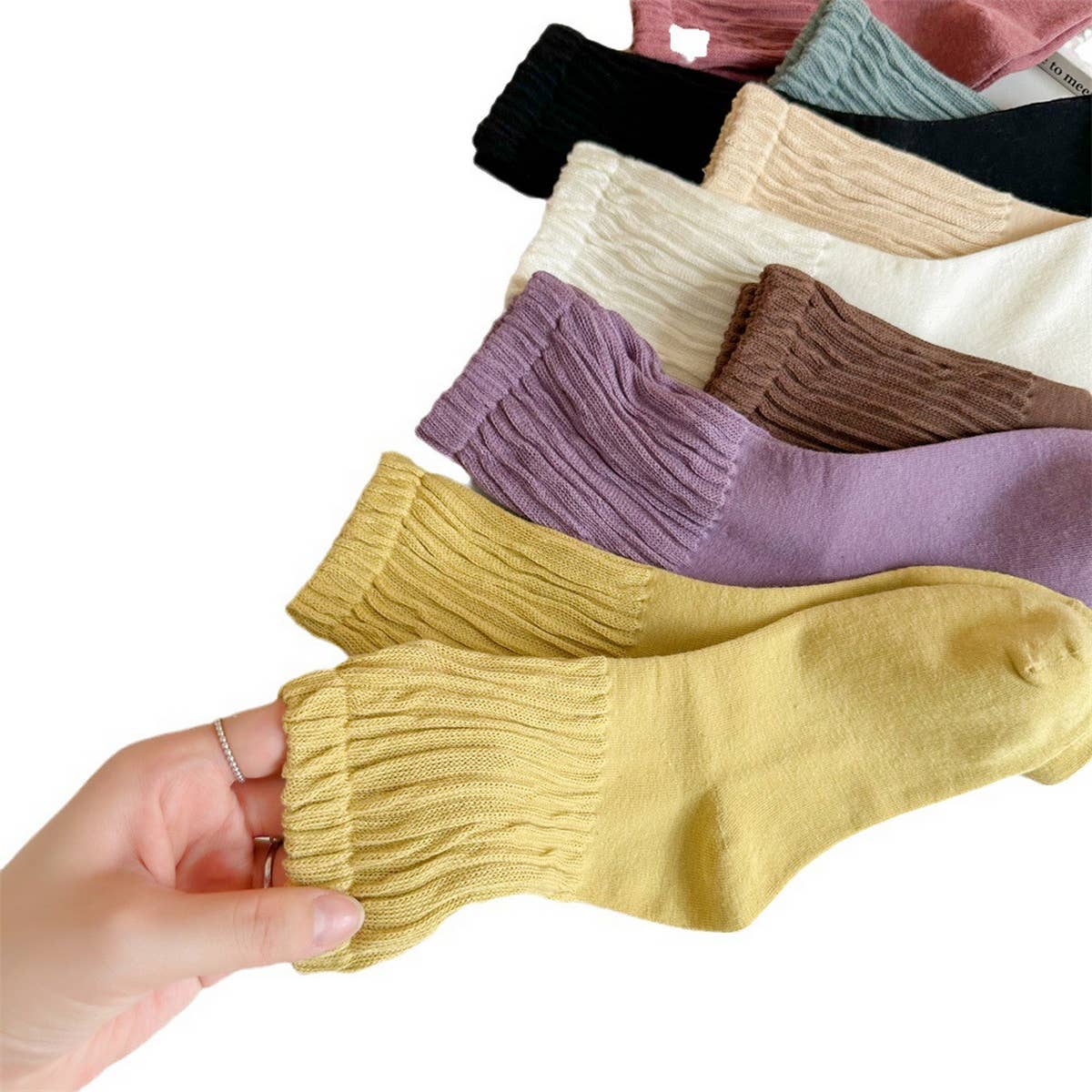 WOMEN SOLID COLOR PILE SOCKS COTTON SOCKS