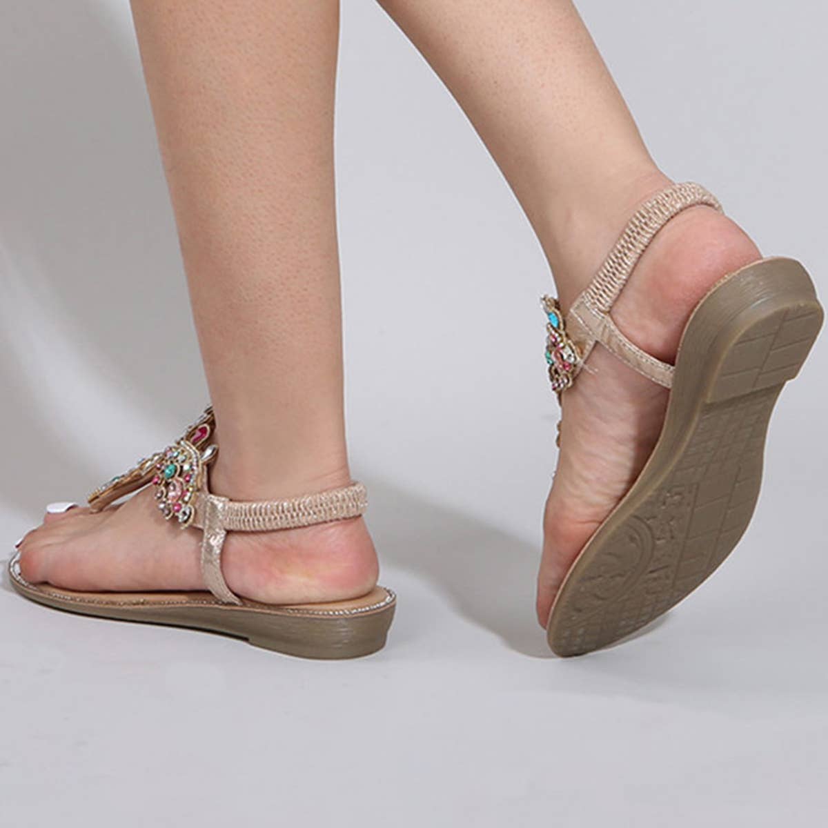 WOMAN BOHEMIAN STYLE GOLD  FLAT SANDAL