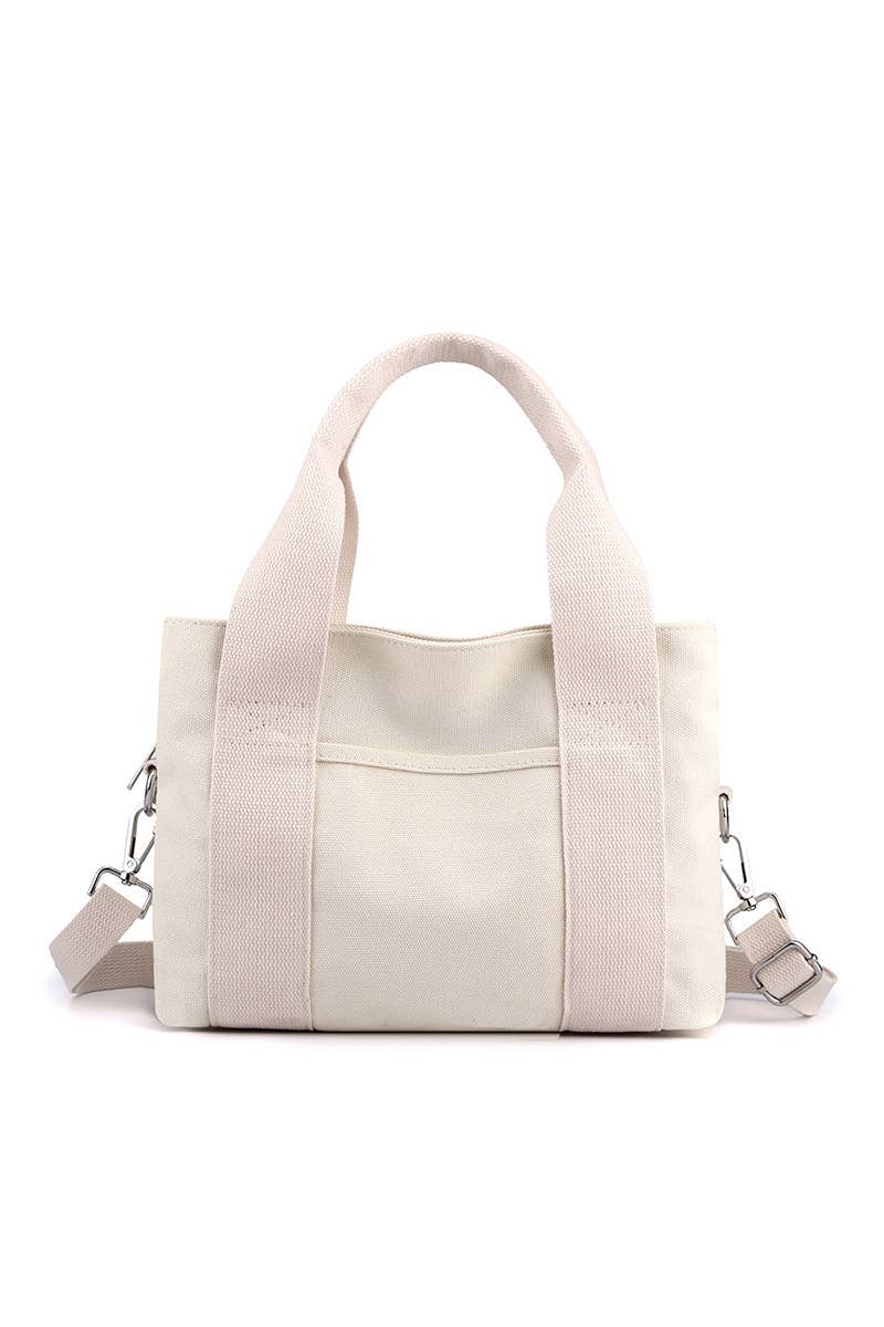 SIMPLE SQUARE HANDLE CANVAS CROSS BODY BAG_CUAB0105