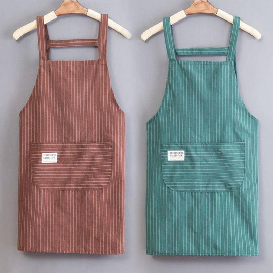 Polyester Cotton Stripes apron with pockets bulk_CWMM2038