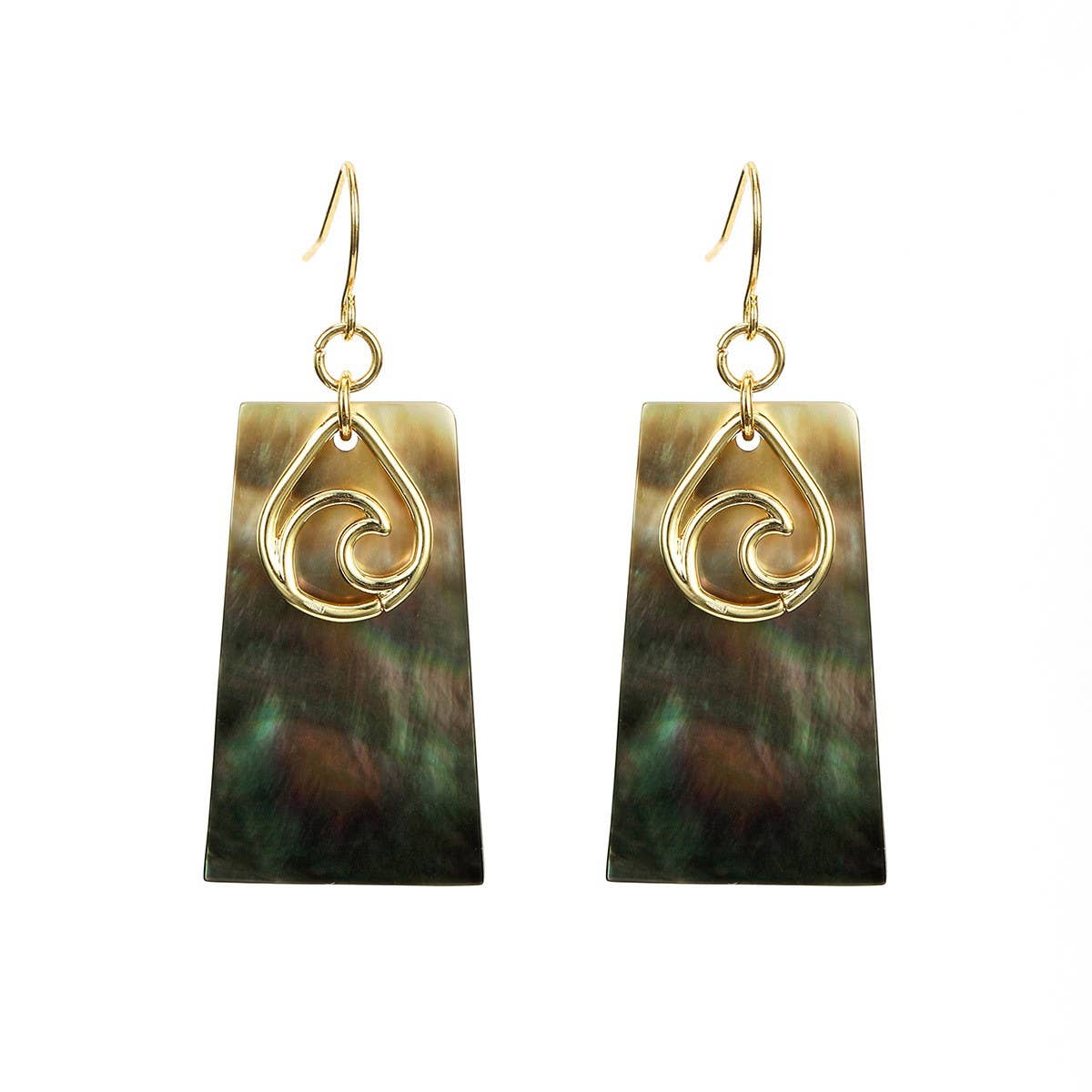 FASHIONABLE BLACK SHELL TRAPEZOID EARRINGS_CWMM4269