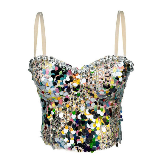 LUXURY COLORFUL SEQUINED HERRINGBONE CORSET