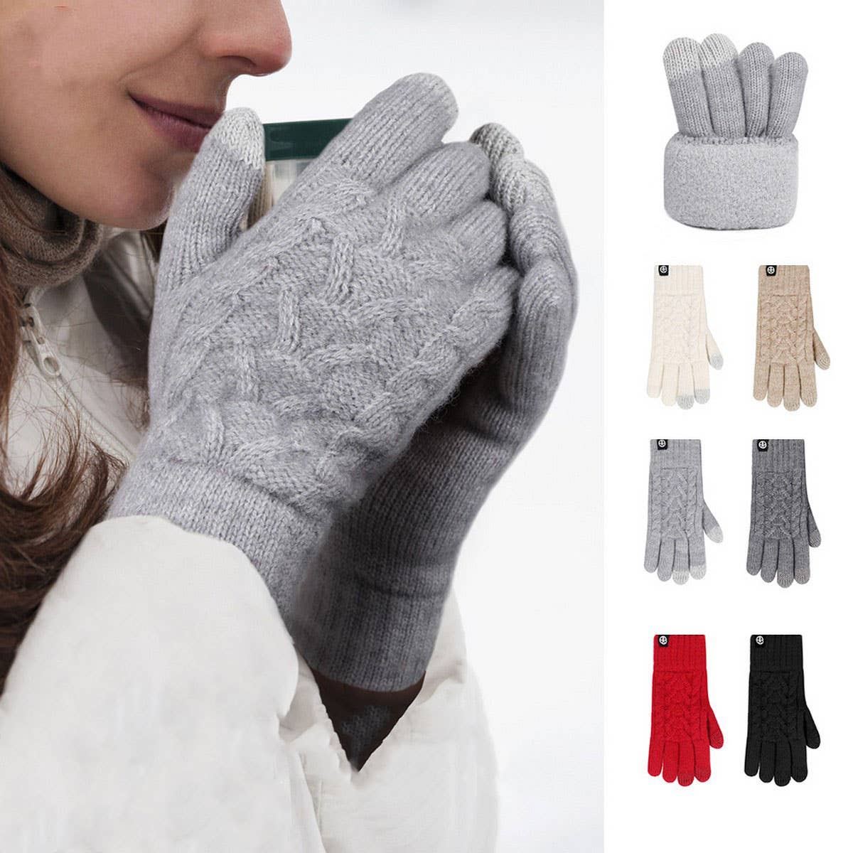 WINTER SOLID COLOR TOUCH SCREEN KNITTED GLOVES_CWAG0411