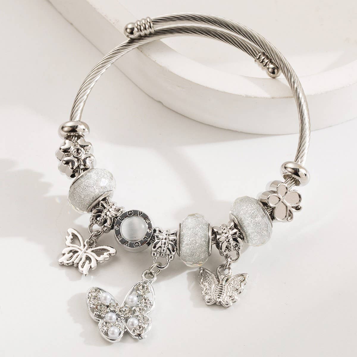 Stainless Steel Bear Charm Bracelet for Women_CWMM8470