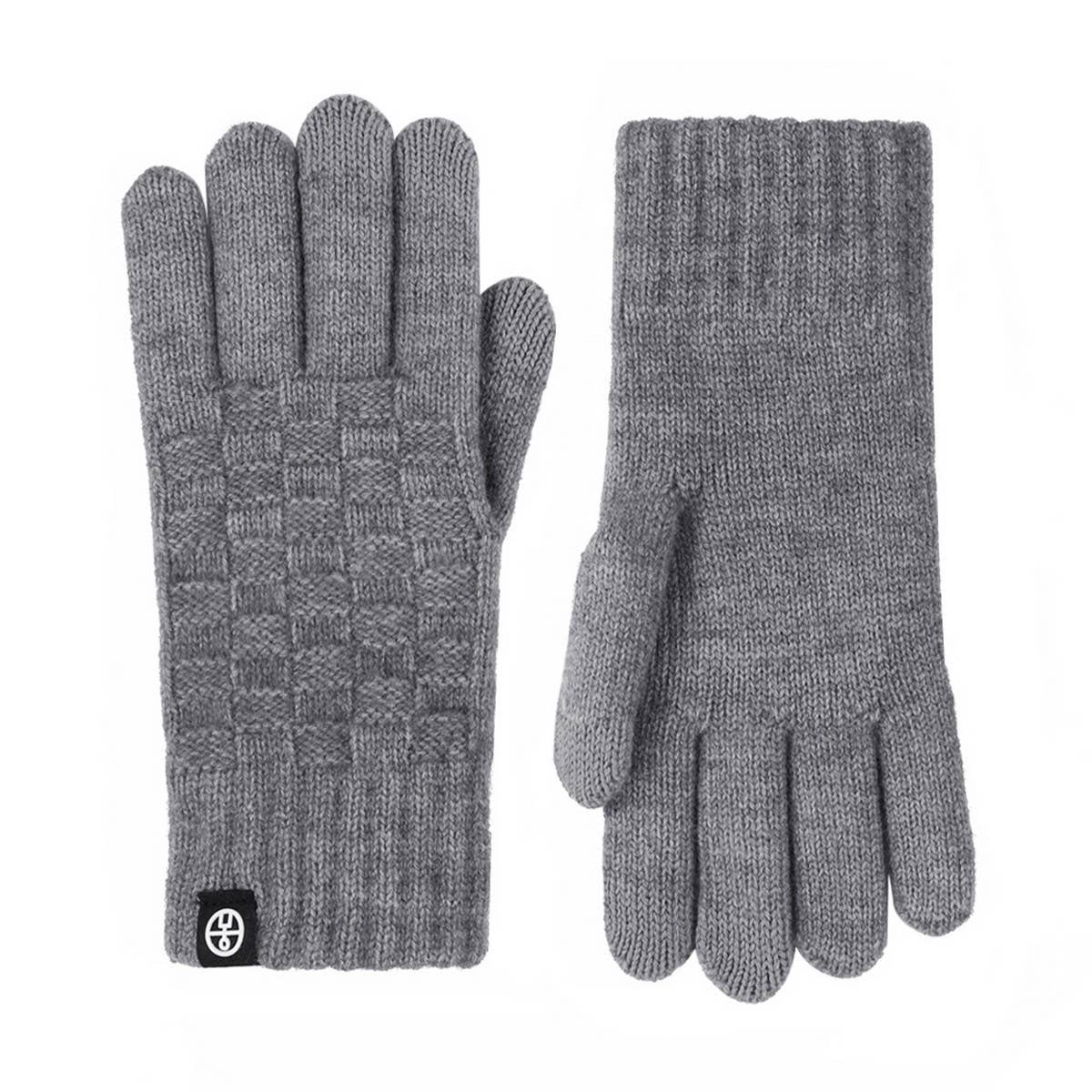 WINTER WARM PLAID KNITTED TOUCH SCREEN GLOVES_CWAG0410