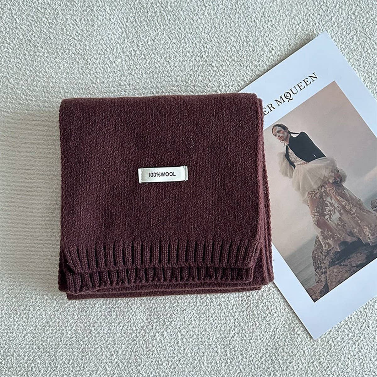 Wool Knit Narrow Scarf - Warm Winter Neck Scarf_CWASC2279