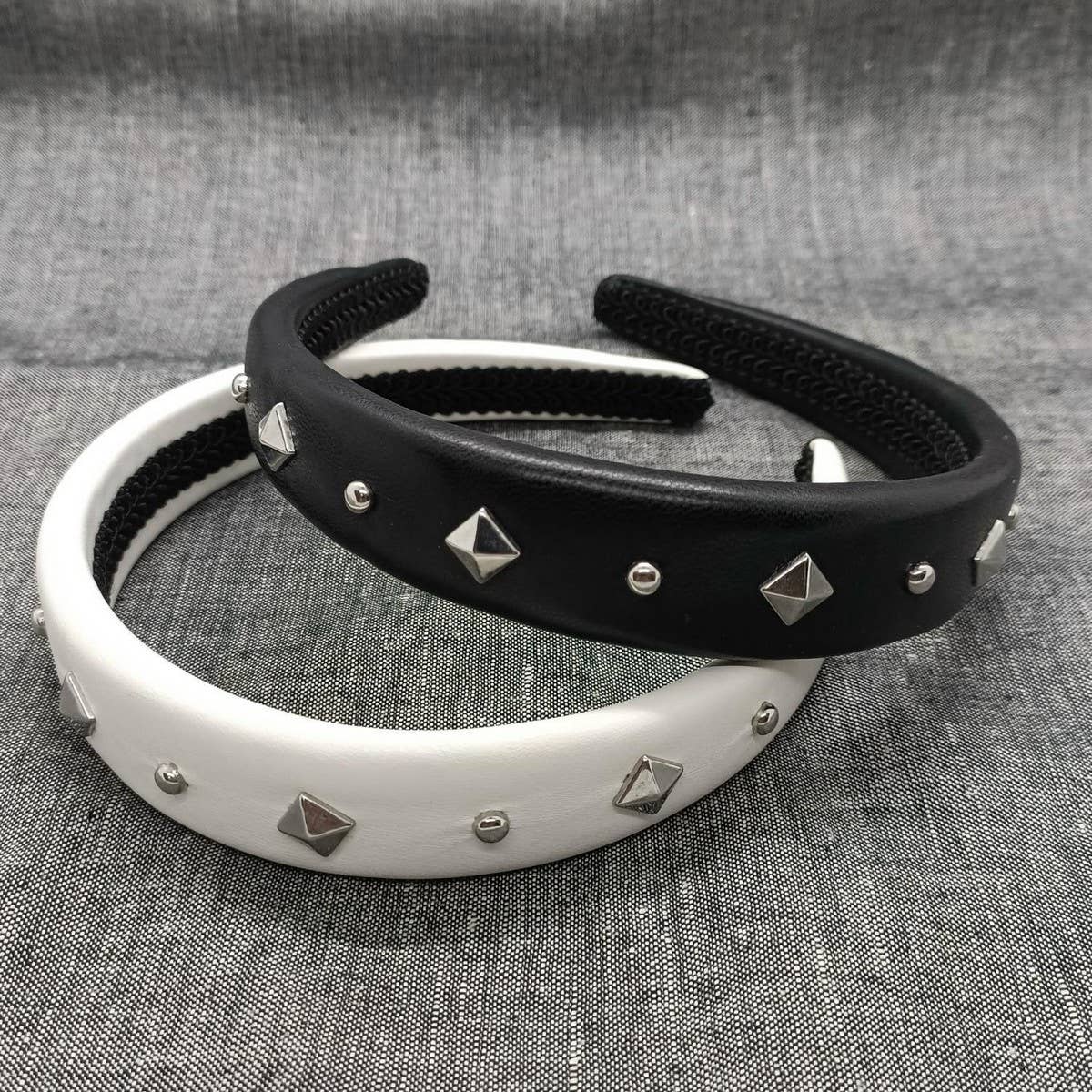 Metal Studded Punk Padded High Crown Headband
