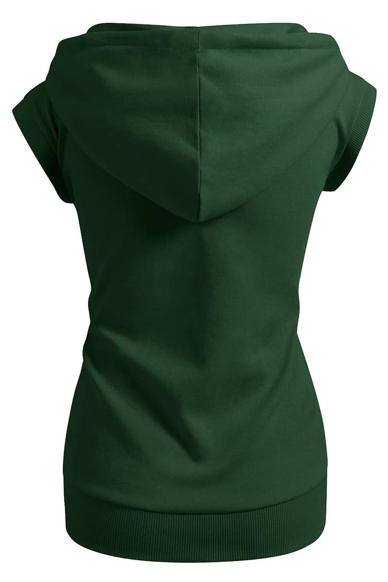 KWOHOSL003_Sleeveless Hoodies Basic Hoodie Zip Up