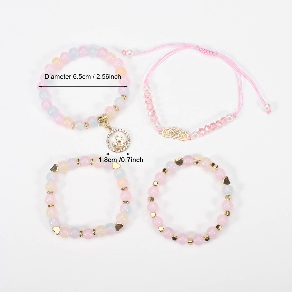 HEART PATTERN BEADED MULTI-LAYERED BRACELET