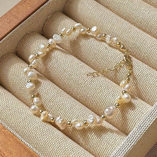 A bracelet woven from natural freshwater pearls