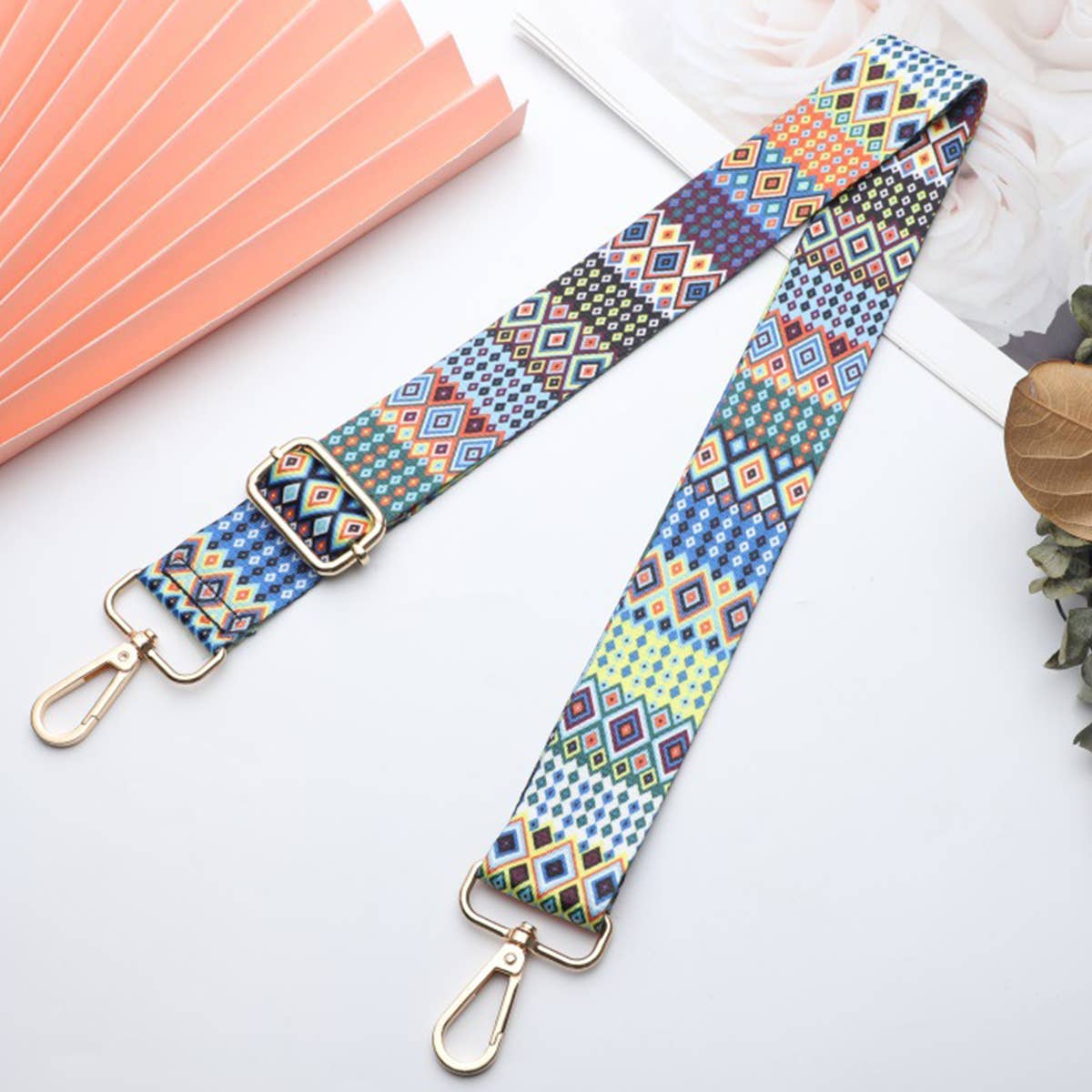 WOMEN COLOR GEOMETRIC STRIPES ADJUSTABLE BAG STRAP