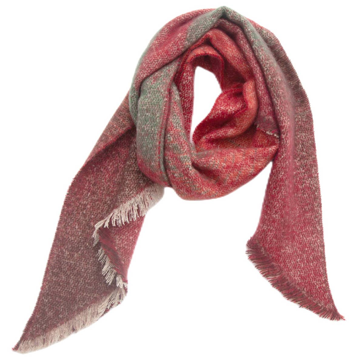 Striped Fuzzy Shawl - Thick Winter Wrap for Women_CWASC0120