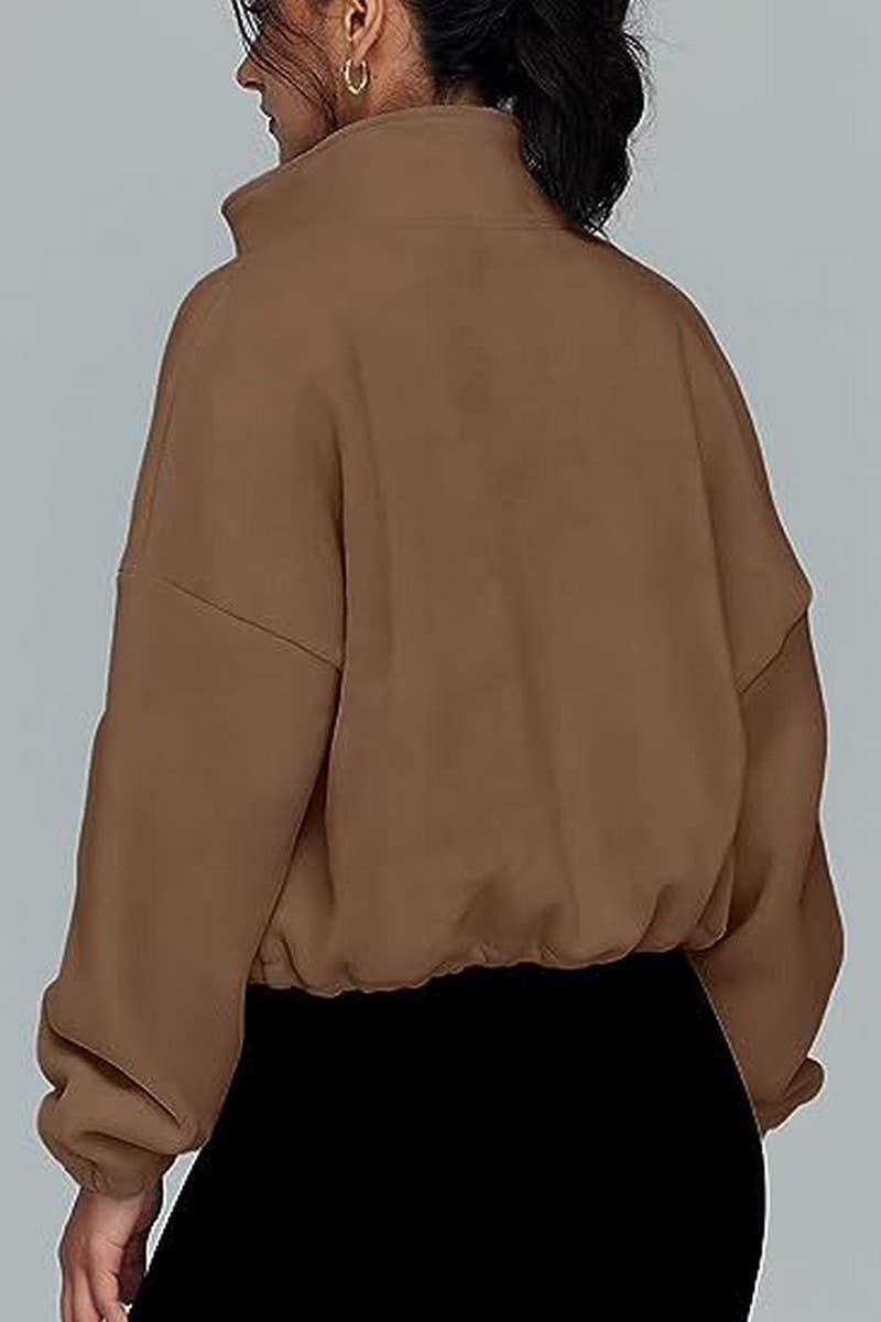 CWOCO00163_ZIPPER STAND COLLAR SPORTS SWEATSHIRT COAT