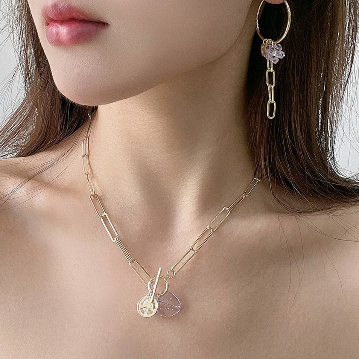 LAVENDER SERIES METAL SMALL PENDANT NECKLACE SET_CWAJE2938