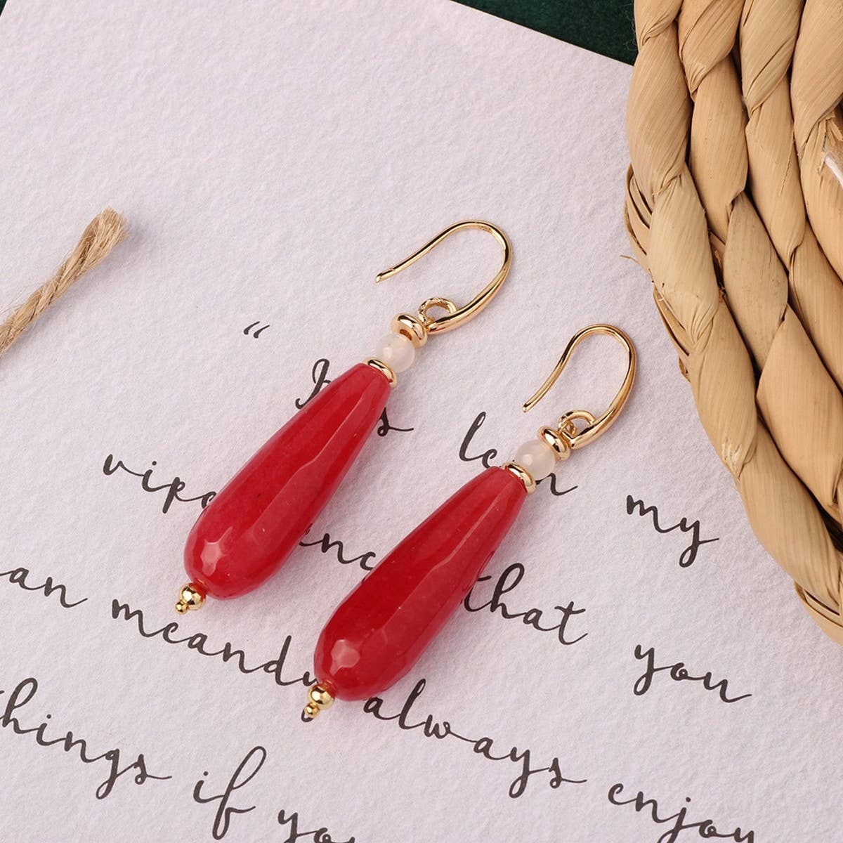 HIGH-GRADE NATURAL STONE WOVEN COLORFUL EARRINGS