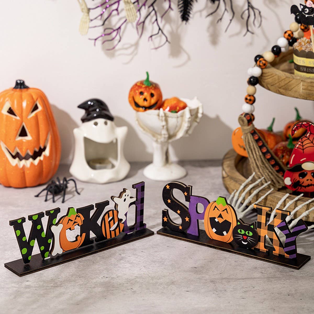 CWMM10265_HALLOWEEN WOODEN LETTER TABLETOP DECORATION