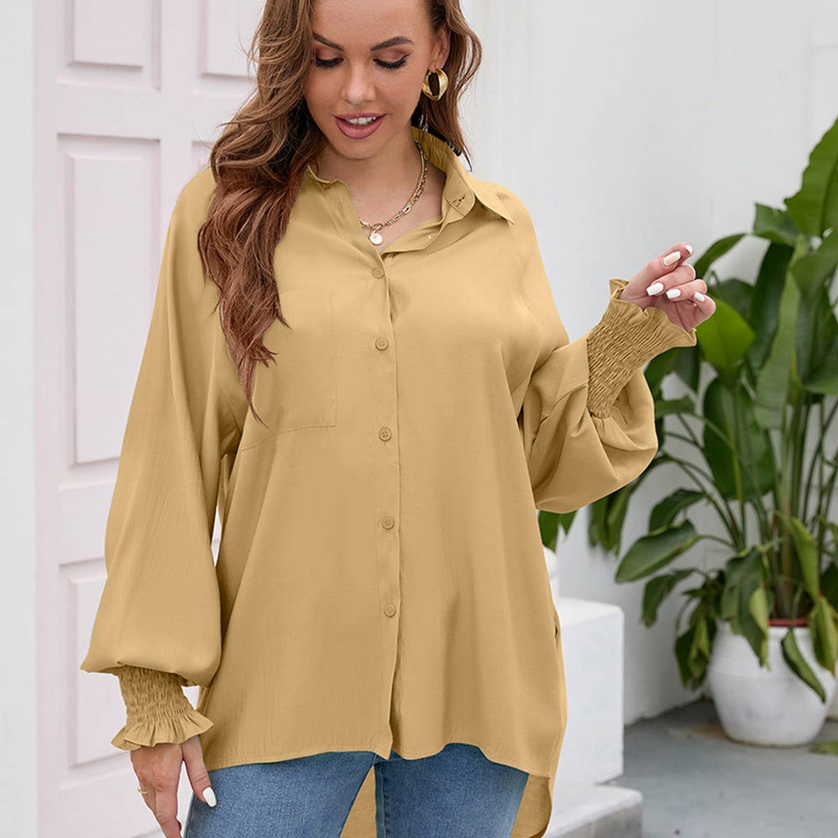 Rotator cuff Tencel solid color soft loose top